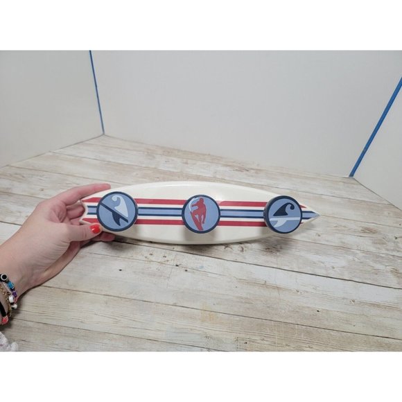Surfboard Peg Wood‎ 3 Hooks Wall Art Surfing Beach Decor Hat Coat Rack Hanger - Picture 1 of 12
